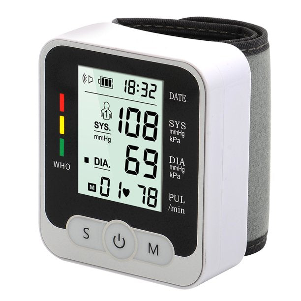 Digital Wrist Blood Pressure Monitor SWTROOM Adjustable Wrist Cuff 5.31-7.68 inch Large Display 99x2 Reading Memory