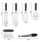 Swtroom 6 Pcs Griddle Accessories Kit, Flat Top Grill Accessories Kit Barbecue Tools Set with Spatula Scraper Tongs Cooking Utensils for Outdoor Camping