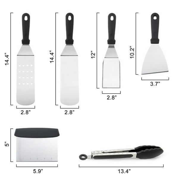 Swtroom 6 Pcs Griddle Accessories Kit, Flat Top Grill Accessories Kit Barbecue Tools Set with Spatula Scraper Tongs Cooking Utensils for Outdoor Camping