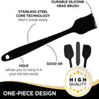 Silicone Spatula Set of 6 , Heat Resistant Silicone Spatula Kitchen Utensils for Baking , Cooking , Nonstick Cookware Dishwasher Safe Silicone Spatula, Black