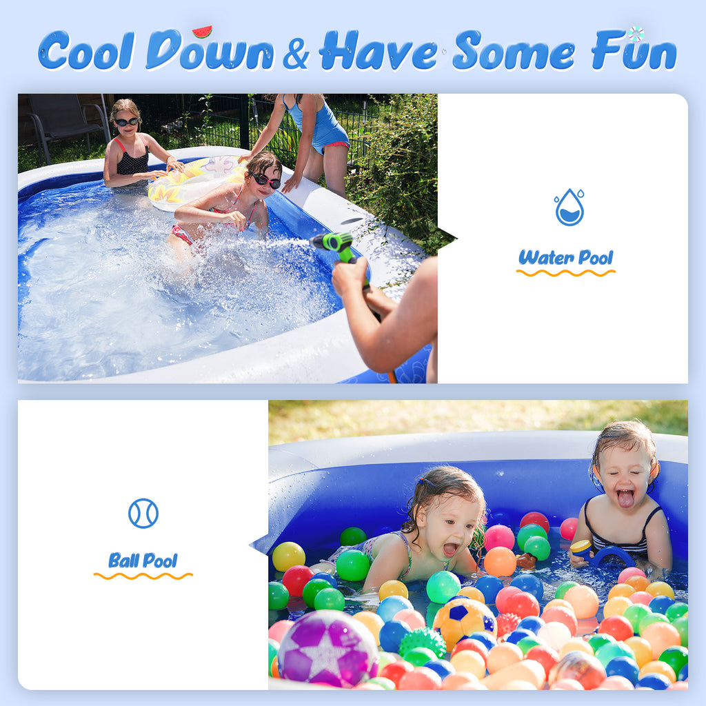 Inflatable Swimming Pool for Kids, 120"x72"x22" Full-Sized Family Swim & Ball Pool for 2 3 4 5 Years Old Kids and Adults, Summer Swim Center for Garden and Backyard