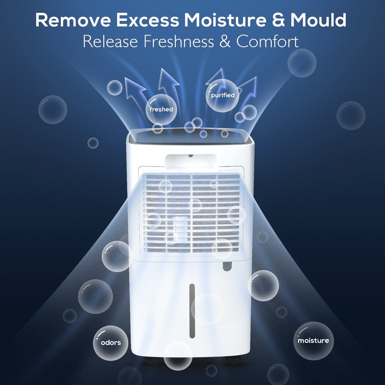 MOVSOU 22-Pint Dehumidifier with Digital Humidity Display and Control, Childlock and Timer, 270 Sq.Ft for Rooms and Basements, White