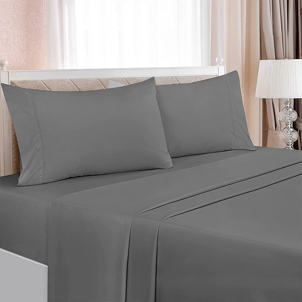 Swtroom Bedding Queen Bed Sheets Set - 4 Piece Bedding - Brushed Microfiber - Shrinkage and Fade Resistant - Easy Care (Queen, Grey)