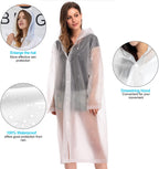 EVA Rain Poncho for Adults, 2 Pack Reusable Raincoat with Hoods and Sleeves Lightweight Rain, White