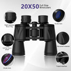 20x50 High Power Binoculars for Adults, Compact Waterproof Binoculars for Bird Watching Hunting Travel Football Games Stargazing - BAK4 Prism FMC Lens