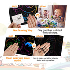 Riarmo Scratch Art Paper Set for Kids, 107 Pcs Rainbow Magic Scratch Off Paper Art Craft for Boys & Girls, Fun Imagination Trigger Game for Children’s Summer Vacation, Birthday, and Party Gift