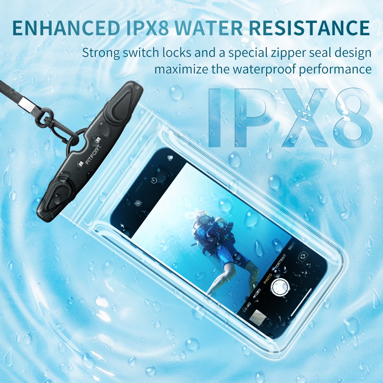 Universal Waterproof Phone Case Bag, FITFORT 4-Pack IPX8 Waterproof Phone Lanyard Pouch Compatible with iPhone 12/11 Pro Max/Pro/8 Plus, Galaxy S21/S20/S10/Note 20/10/9, OnePlus Phones up to 6.9"