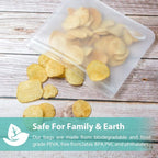 Reusable Food Storage Bags - 10 Pack BPA FREE Flat Freezer Bags（6 Leakproof Reusable Sandwich Bags 8.66*7.8inch+ 4 Food Grade Kids Snack Bags 8.66*4.8inch) Resealable Lunch Bag for Meat Fruit Veggies