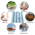 Picnic Mat 57''x79'' Picnic Blanket Striped Handy Beach Mat Sandproof and Waterproof for Picnic, Beaches, RVing, and Outings