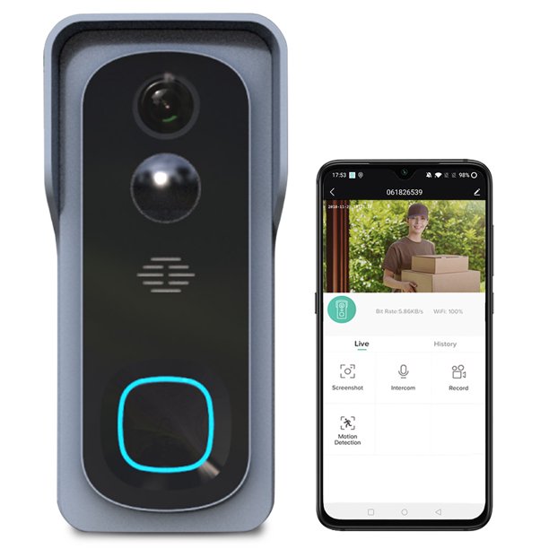 WiFi Video Doorbell Camera Wireless Doorbell Camera 1080P HD PIR Motion Detection 2-Way Audio Night Vision IP65 Waterproof