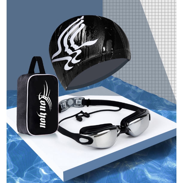 Swimming Goggles SWTROOM Swim Cap with Protection Case Nose Clip Ear Plugs for Adult Men Women