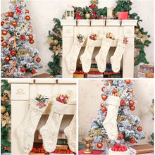 Load image into Gallery viewer, 4 Pack Christmas Stockings 18 Inches Large Size Cable Knitted Stocking Gifts &amp; Decorations for Family Holiday Xmas Party, Ivory White
