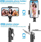 Selfie Stick Tripod with Remote, Extendable Selfie Stick Tripod with LED Ring Light, Detachable Remote, Black