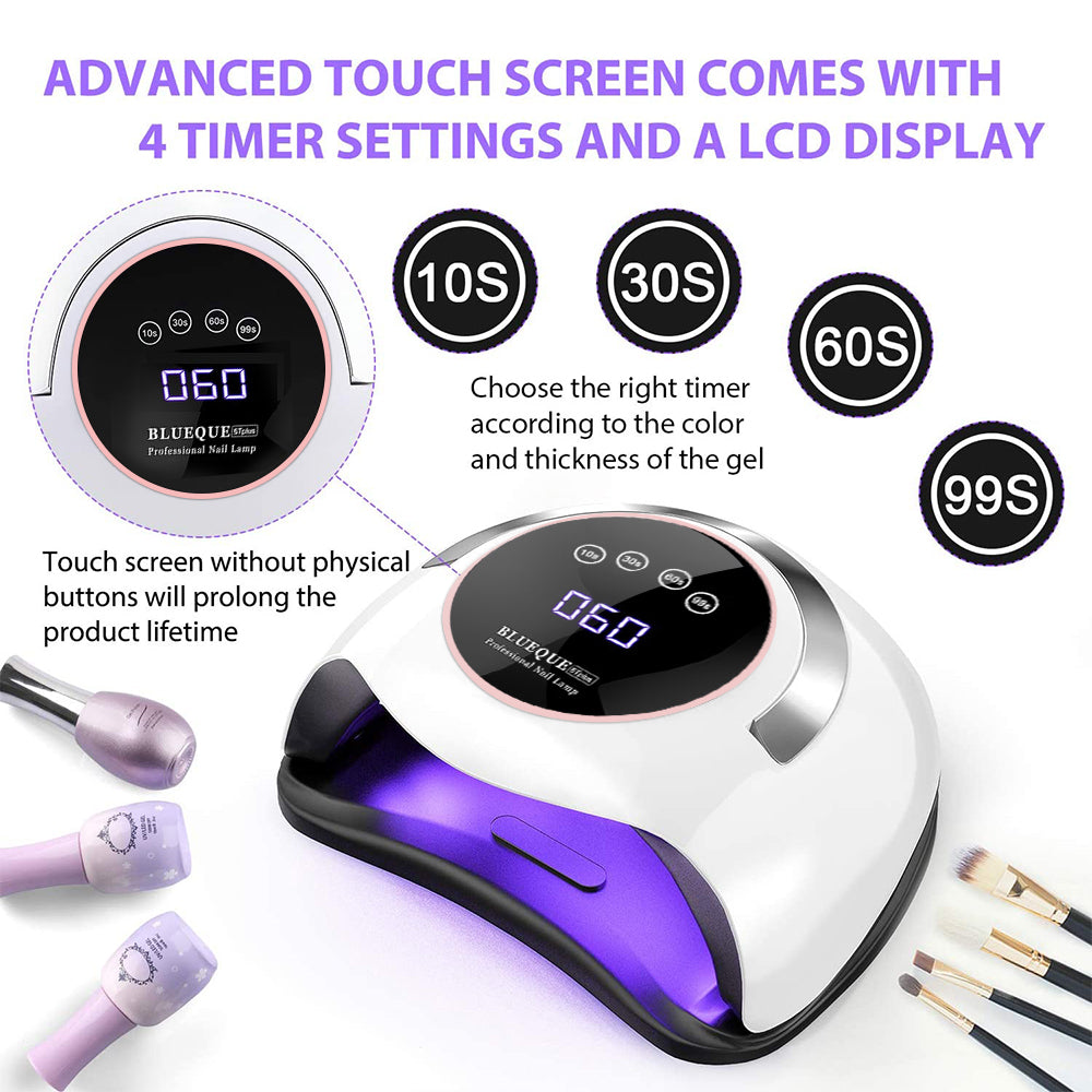 UV LED Nail Lamp - 180W Gel Nail Polish UV Light for Nail Dryer Curing Lamp Faster 4 Timer Setting Professional Portable Handle for Fingernail and Toenail Auto Sensor Nail Machine (180W)