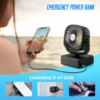 FRETREE Outdoor Desk Fan, Portable Battery Operated Camping Fan with LED Lantern, 5200mAh Battery, 140° Auto Oscillation, Natural Wind, and Hanging Hook for Home Office Outdoor Camping