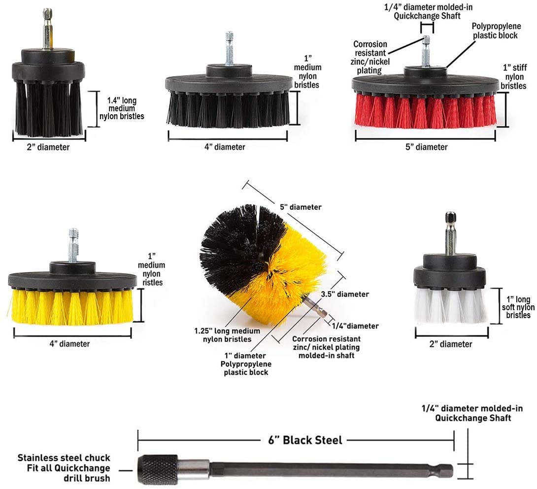 22 Piece Drill Brush Attachment Set, All Purpose Power Clean Scrubber Brush, Scrub Pads & Sponge for Bathroom, Kitchen,Grout,Tub,Tile,Corners,Auto
