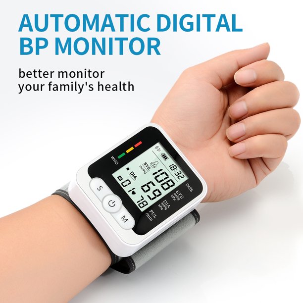 Digital Wrist Blood Pressure Monitor SWTROOM Adjustable Wrist Cuff 5.31-7.68 inch Large Display 99x2 Reading Memory