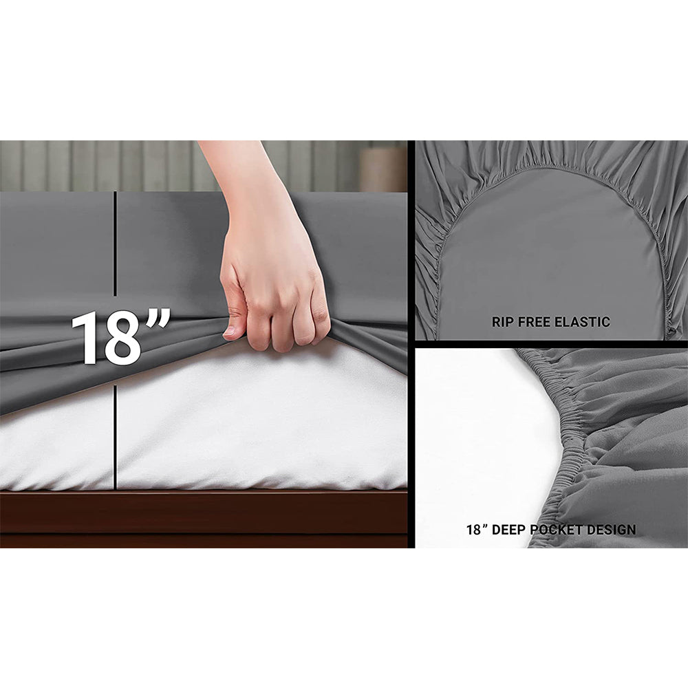 Swtroom Bedding Queen Bed Sheets Set - 4 Piece Bedding - Brushed Microfiber - Shrinkage and Fade Resistant - Easy Care (Queen, Grey)
