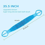 [Upgraded] Meidong Silicone Bath Body Brush 35.5 inch Sword Handle Back Scrubber for Shower, Exfoliating Lengthen, Easy to Clean, Lathers Well, Eco Friendly, Comfortable Massage for Shower (Blue)