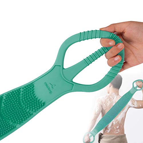 Silicone Bath Body Brush 35.5 inch Sword Handle Back Scrubber for Shower, Exfoliating Lengthen, Easy to Clean, Lathers Well, Eco Friendly, Long Lasting, Comfortable Massage for Shower (Green)