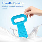 Silicone Bath Body Brush, Exfoliating Lengthen Silicone Body Back Scrubber, Easy to Clean, Lathers Well, Eco Friendly, Long Lasting, Comfortable Massage for Shower (Blue)