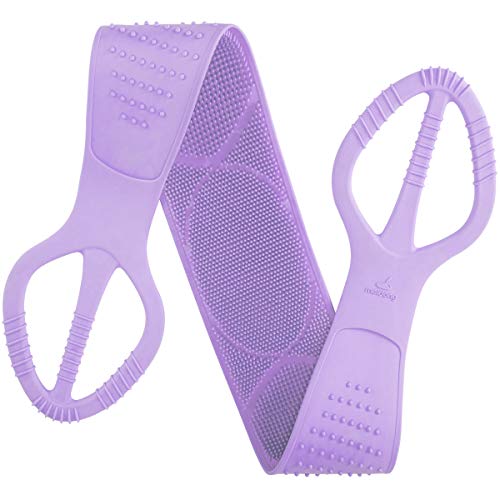 [Upgraded] Meidong Silicone Bath Body Brush 35.5 inch Sword Handle Back Scrubber for Shower, Exfoliating Lengthen, Easy to Clean, Lathers Well, Eco Friendly, Comfortable Massage for Shower (Purple)