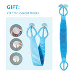 [Upgraded] Meidong Silicone Bath Body Brush 35.5 inch Sword Handle Back Scrubber for Shower, Exfoliating Lengthen, Easy to Clean, Lathers Well, Eco Friendly, Comfortable Massage for Shower (Blue)