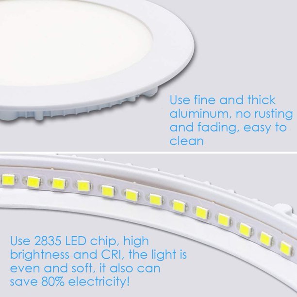 COSMONIC Ultra Thin 18W LED Ceiling Panel Light 8" Recessed Round Downlight for Home, Office, Mall, Low Energy Consumption Non Dimmable with Driver 3000-3500K (18W, Warm White)