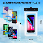 Waterproof Phone Bag IPX8 Cell Phone Pouch for Swimmers Divers Outdoor Beach Pool Shower Bath Hot Tub Water-activity, with Airbag Protection & Secure Lock, Compatible with iPhone/Samsung Galaxy up to 7.0 IN (2 PCs in Black)