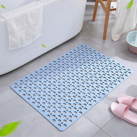 Bathroom Non Slip Shower Mat, 30L x 17W Inch Super Soft PVC Bath Mat with Suction Cup, Soft Bathroom Mat with Drain Hole, Blue