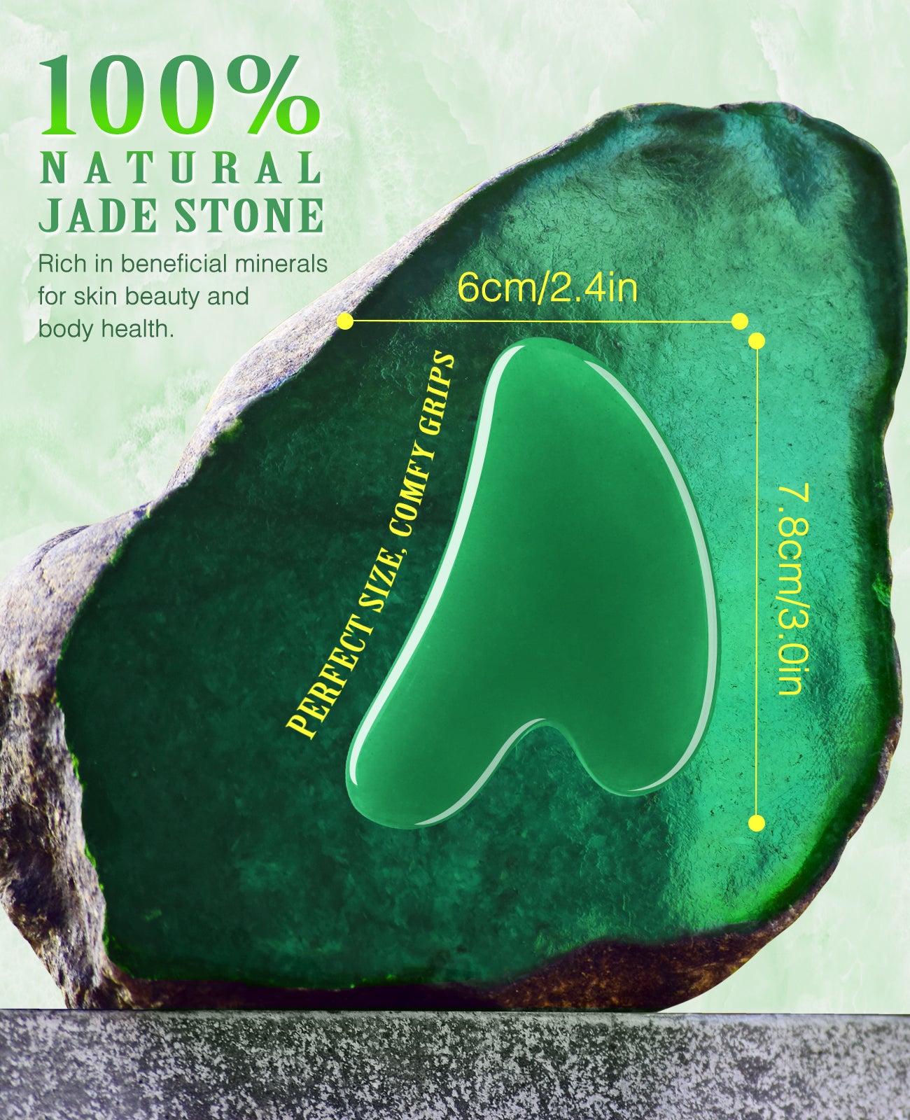 Gua Sha Facial Tool, LAMIBABY Gua Sha Scraping Massage Tool for Facial Body Skin, 100% Natural Jade Stone Guasha Board with Heart Shape for SPA Acupuncture Therapy Trigger Point Treatment, Ideal Gift