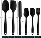 Silicone Spatula Set of 6 , Heat Resistant Silicone Spatula Kitchen Utensils for Baking , Cooking , Nonstick Cookware Dishwasher Safe Silicone Spatula, Black