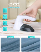 Upgraded Rechargeable Fabric Shaver Lint Remover - Fabric Defuzzer Electric Lint Fuzz Pills Remover with Quandruple Protection & 2 Replaceable 6-leaf Blades, Trimmer Effectively Faster by 50%