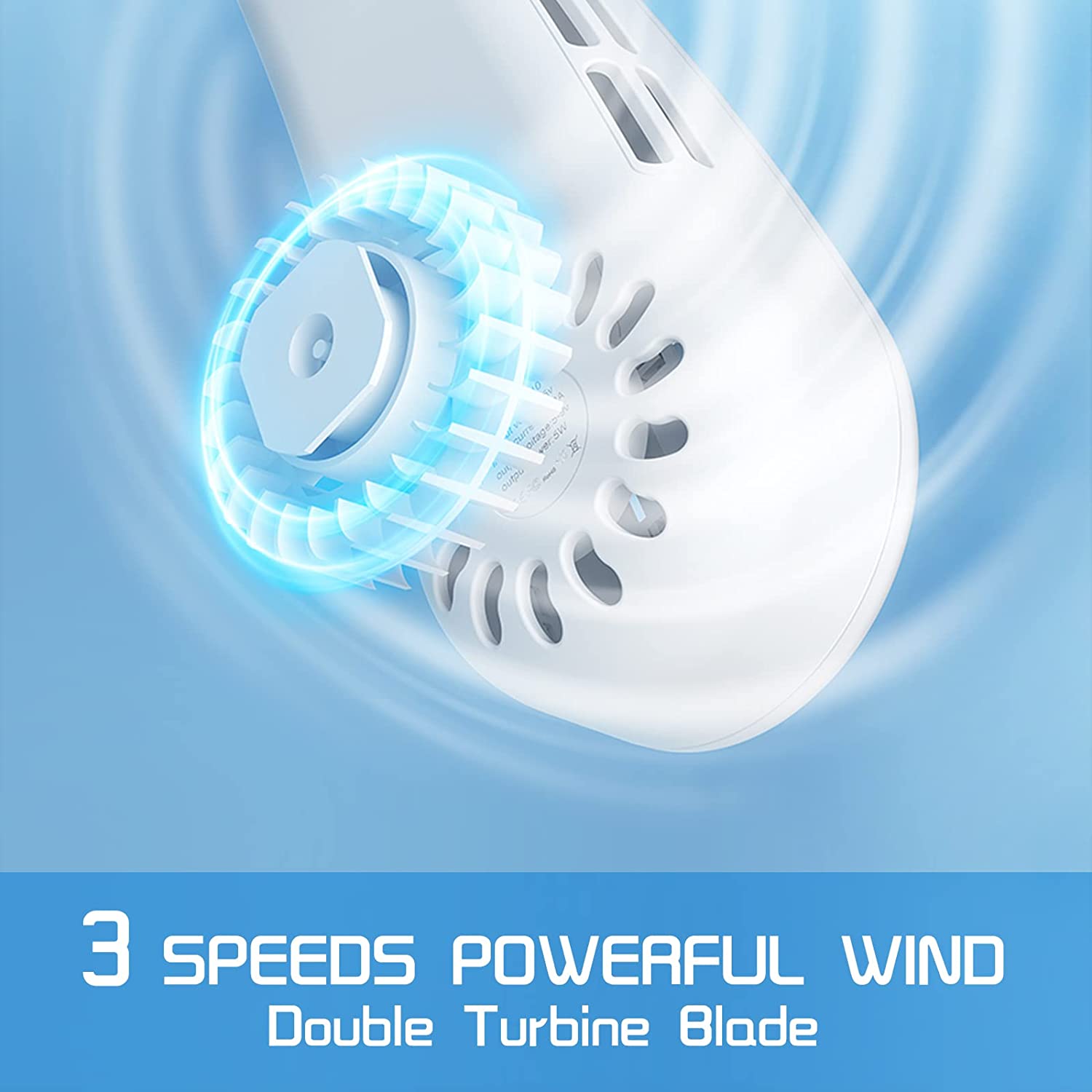 Hand-free Bladeless Neck Fan, Wearable Personal Cooling Fan, USB Rechargeable, 3 Speeds, Lower Noise, 2400mAh Battery Operated Portable Neck Fan for Both Outdoor & Indoor Use