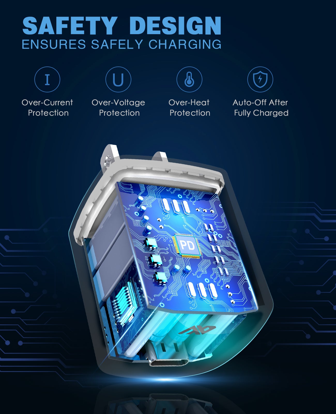 FlePow 20W fast USB C power adapter delivers a quick and safe charging experience that is 3 timers faster than those ordinary 5W chargers. It’s powerful within its compact size, making carrying it become a snap.