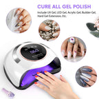 UV LED Nail Lamp - 180W Gel Nail Polish UV Light for Nail Dryer Curing Lamp Faster 4 Timer Setting Professional Portable Handle for Fingernail and Toenail Auto Sensor Nail Machine (180W)