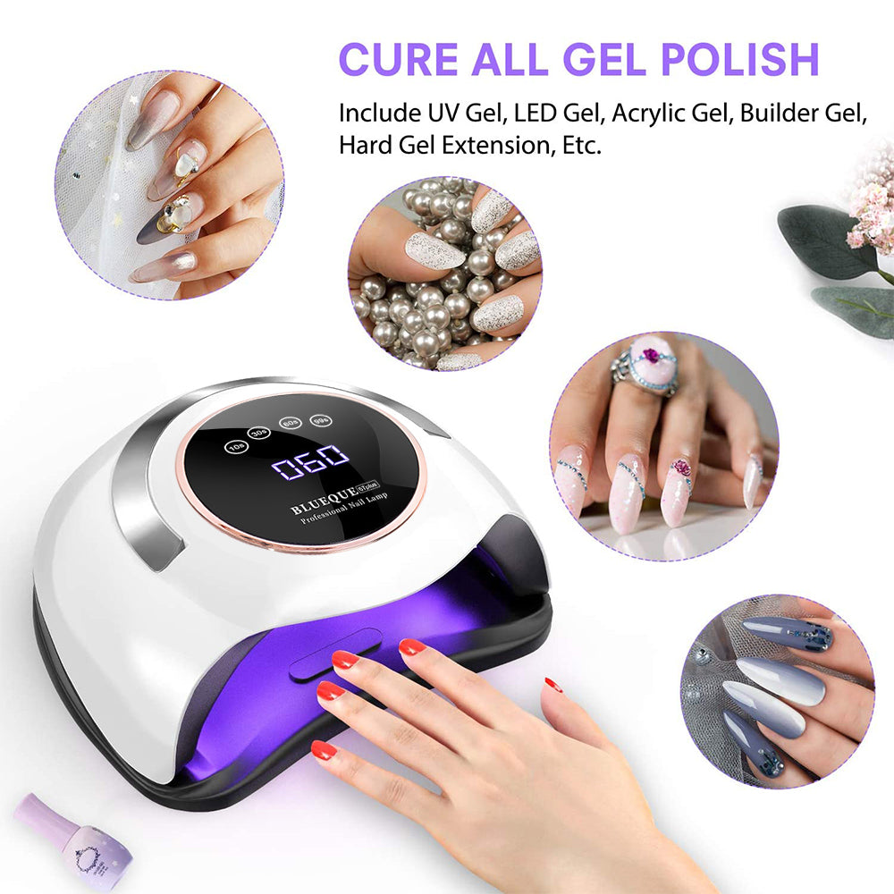 UV LED Nail Lamp - 180W Gel Nail Polish UV Light for Nail Dryer Curing Lamp Faster 4 Timer Setting Professional Portable Handle for Fingernail and Toenail Auto Sensor Nail Machine (180W)
