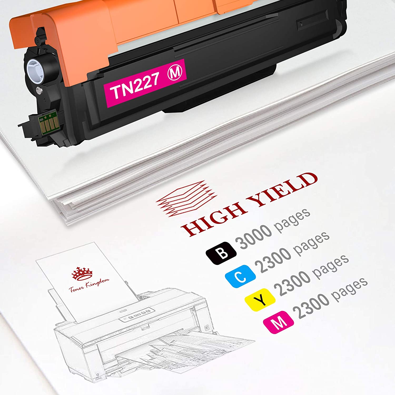 Compatible Cartridge Replacement for Brother TN227 TN-227 TN-227BK TN223 TN223BK for HL-L3210CW HL-L3290CDW HL-L3230CDW HL-L3270CD (Black Cyan Magenta Yellow)