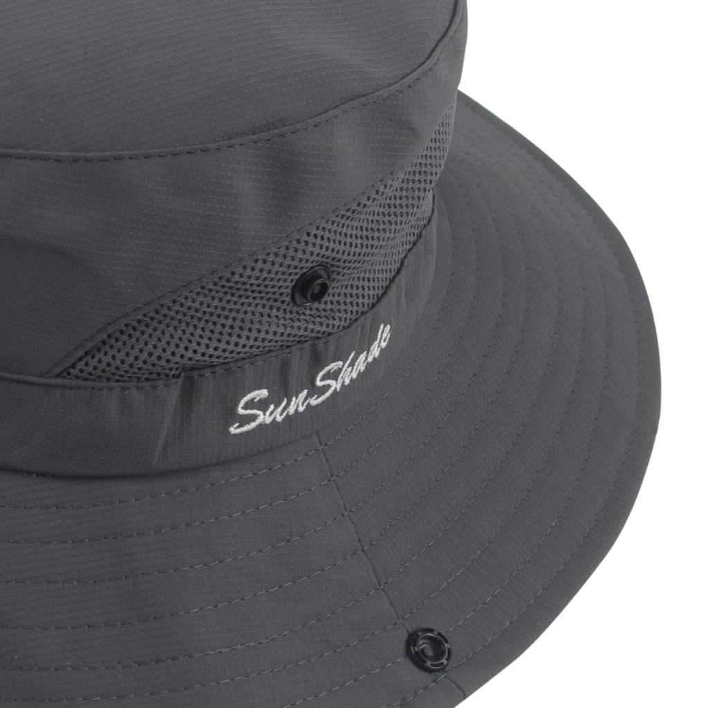 Women's Ponytail Sun Hat Protection Foldable Mesh Wide Brim Beach Adjustable Fishing Hat, Grey