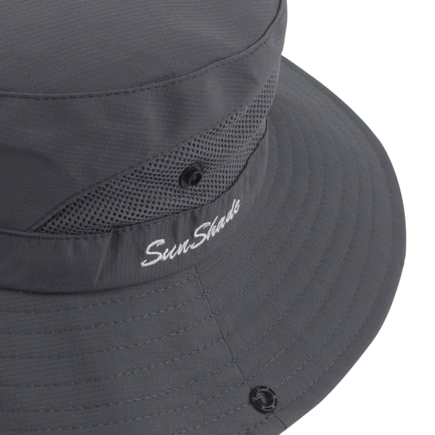 Women's Ponytail Sun Hat Protection Foldable Mesh Wide Brim Beach Adjustable Fishing Hat, Grey