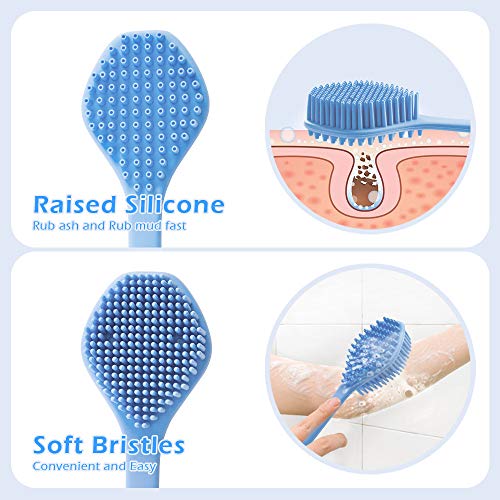 Silicone Body Scrubber, Long Handle Back Scrubber for Shower, Silicone Body Brush，Shower Scrubber For Body, Shower Srush Back Brush Body Exfoliator