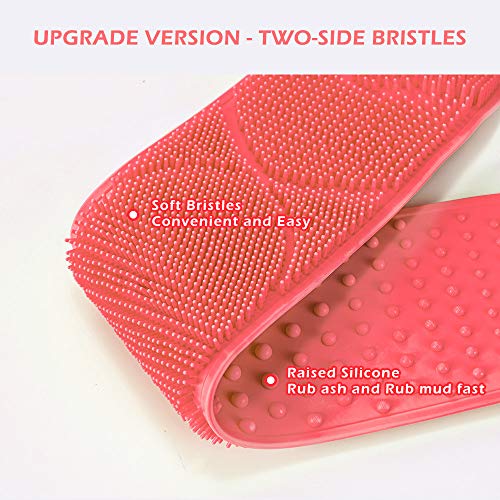 Silicone Bath Body Brush 35.5 inch Sword Handle Back Scrubber for Shower, Exfoliating Lengthen, Easy to Clean, Lathers Well, Eco Friendly, Long Lasting, Comfortable Massage for Shower (Pink)