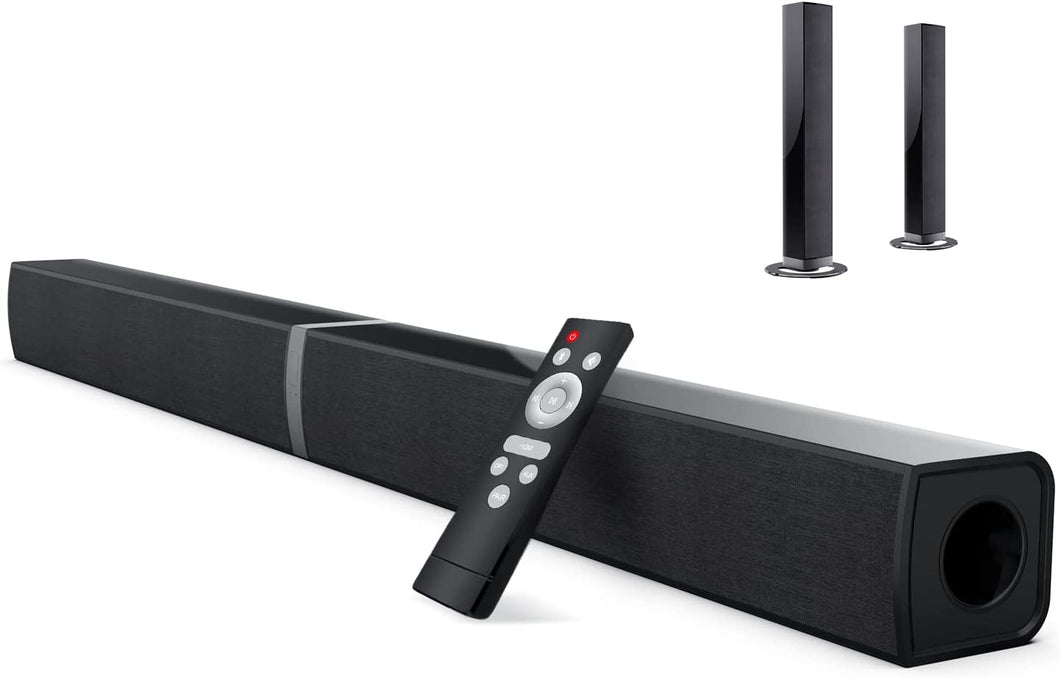 TV Sound Bar, Split Sound Bars for TV 50W 32inch Wired & Wireless Bluetooth Sound Bar Home Theater Audio Speakers with Optical/HDMI/AUX/Remote Control/Bases