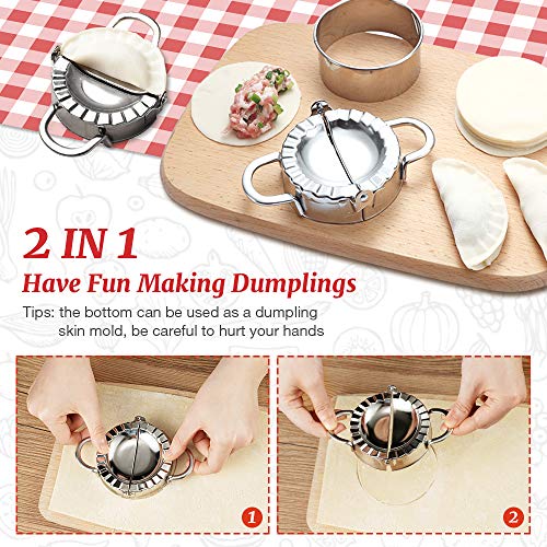 Ravioli Stamp Maker Cutter Round Shapes Mold with Wooden Handle with Dumplings Maker Sets (6 or 5 Pack)