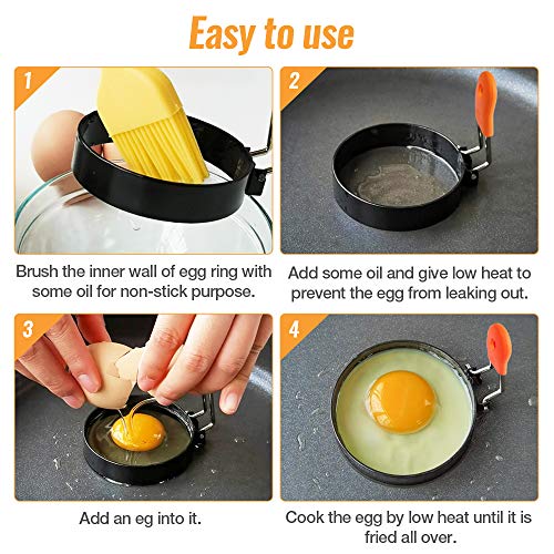 Stainless Steel Egg Rings, Round Breakfast Household Mold Tool Cooking, Non Stick Circle Shaper Egg Rings For Frying Meat Pie, Sandwiches, Egg Maker Molds Set (2 Pack)