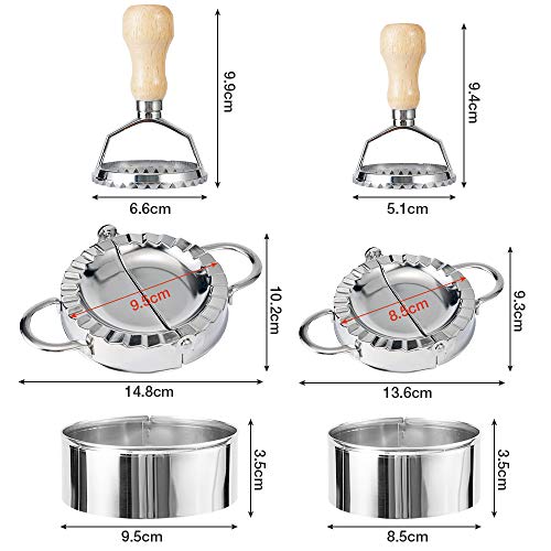 Ravioli Stamp Maker Cutter Round Shapes Mold with Wooden Handle with Dumplings Maker Sets (6 or 5 Pack)