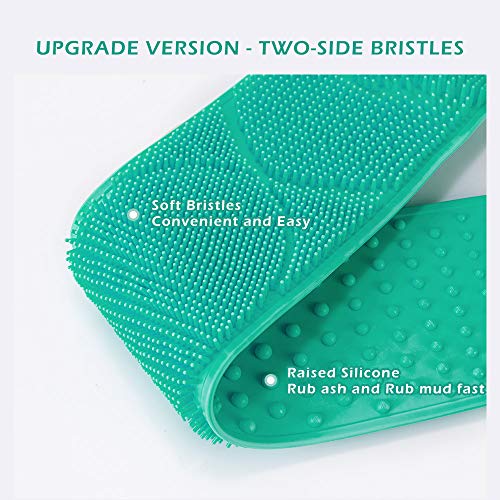 Silicone Bath Body Brush 35.5 inch Sword Handle Back Scrubber for Shower, Exfoliating Lengthen, Easy to Clean, Lathers Well, Eco Friendly, Long Lasting, Comfortable Massage for Shower (Green)