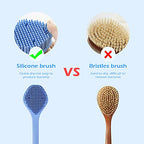 Silicone Body Scrubber, Long Handle Back Scrubber for Shower, Silicone Body Brush，Shower Scrubber For Body, Shower Srush Back Brush Body Exfoliator