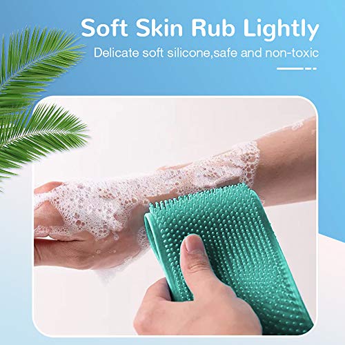 Silicone Bath Body Brush, Exfoliating Lengthen Silicone Body Back Scrubber, Easy to Clean, Lathers Well, Eco Friendly, Long Lasting, Comfortable Massage for Shower