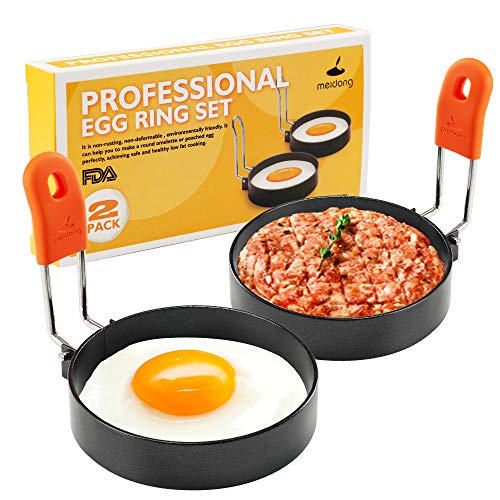 Stainless Steel Egg Rings, Round Breakfast Household Mold Tool Cooking, Non Stick Circle Shaper Egg Rings For Frying Meat Pie, Sandwiches, Egg Maker Molds Set (2 Pack)